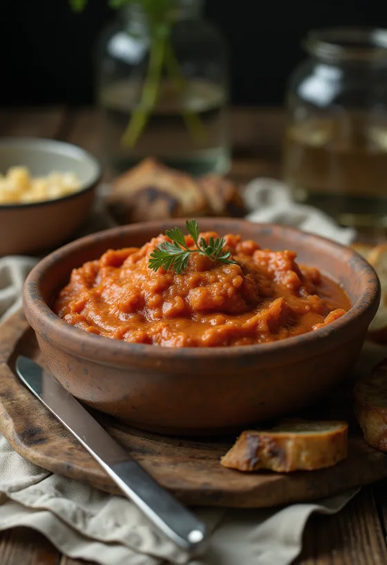 Smoky Matbucha Dip, delicious tomato sauce served