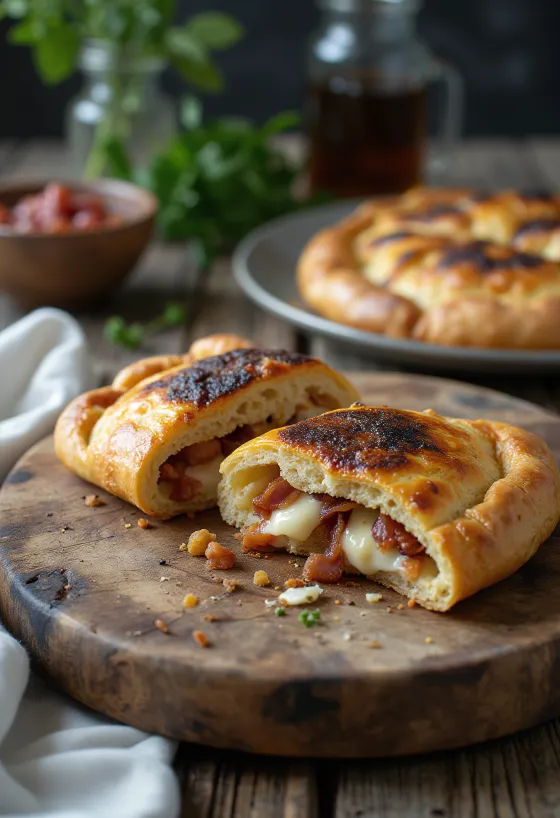Bacon sheep cheese calzone