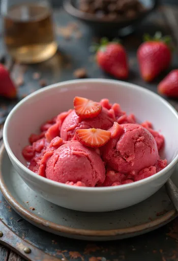 Strawberry Basil Sorbet scoop