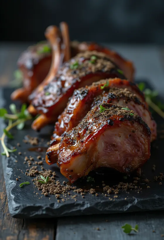 BBQ lamb chops served