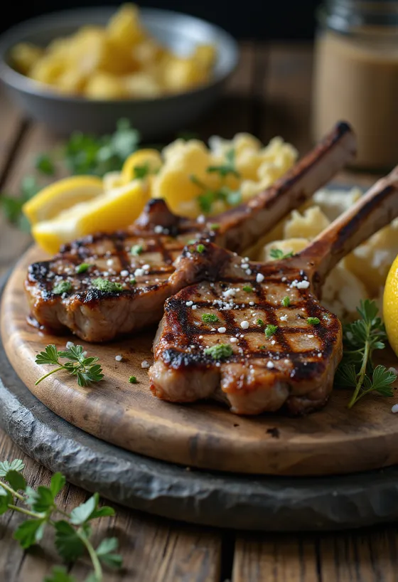Grilled lamb chops with rosemary and lemon