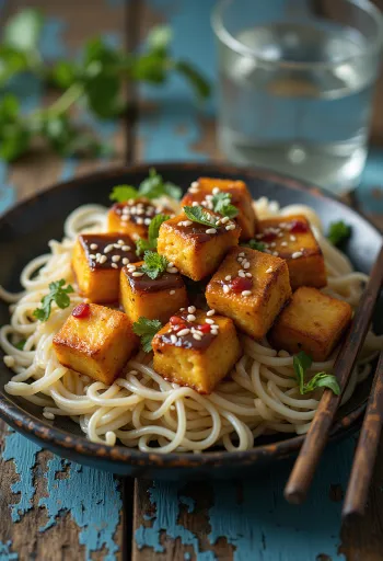 Crispy tofu tossed in Thai sauce