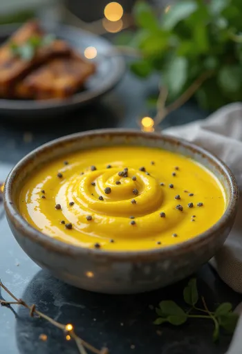 Golden turmeric cream sauce served with chicken