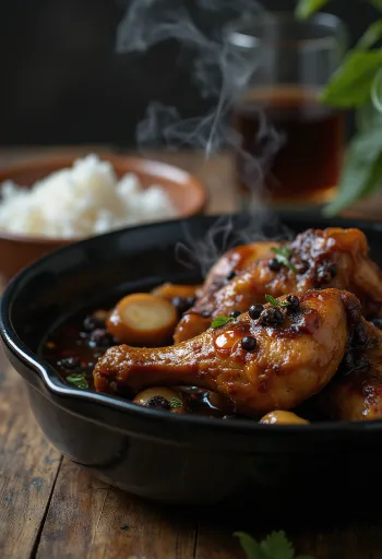 Classic Chicken Adobo braised in soy sauce