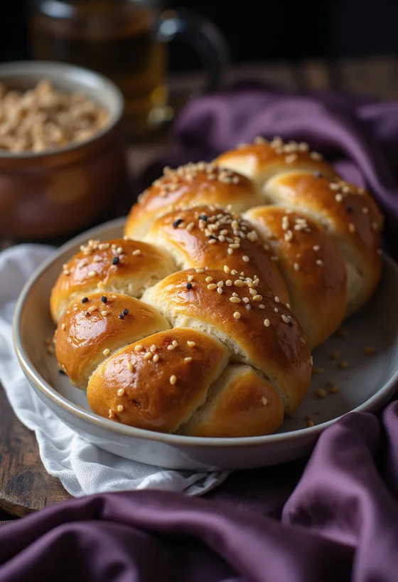 Freshly baked homemade Challah braided bread