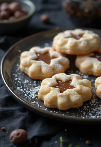 Chestnut Linzer cookies served on a plate