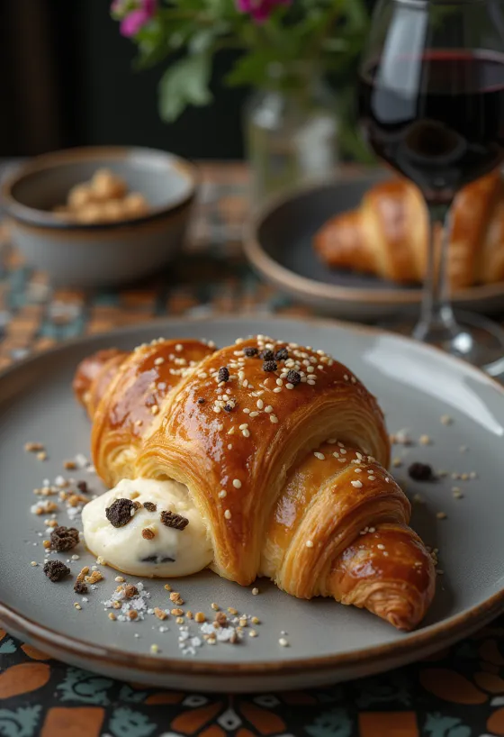 Truffle croissant served