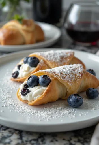 Tokaji wine blueberry cannoli served