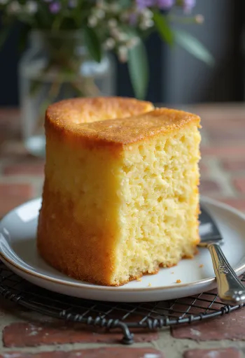 Classic Vanilla Sponge Cake served on a stand