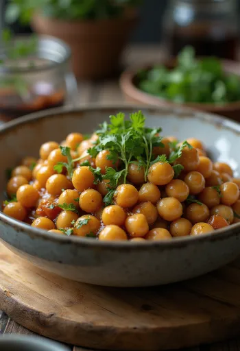 Chickpea Adobo served with fresh cilantro