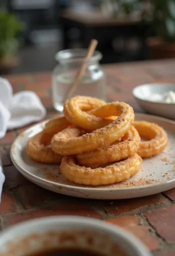 Cinnamon churros on a plate