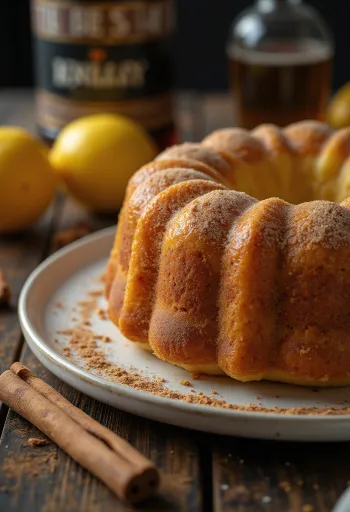 Lemon Cinnamon Bundt Cake served