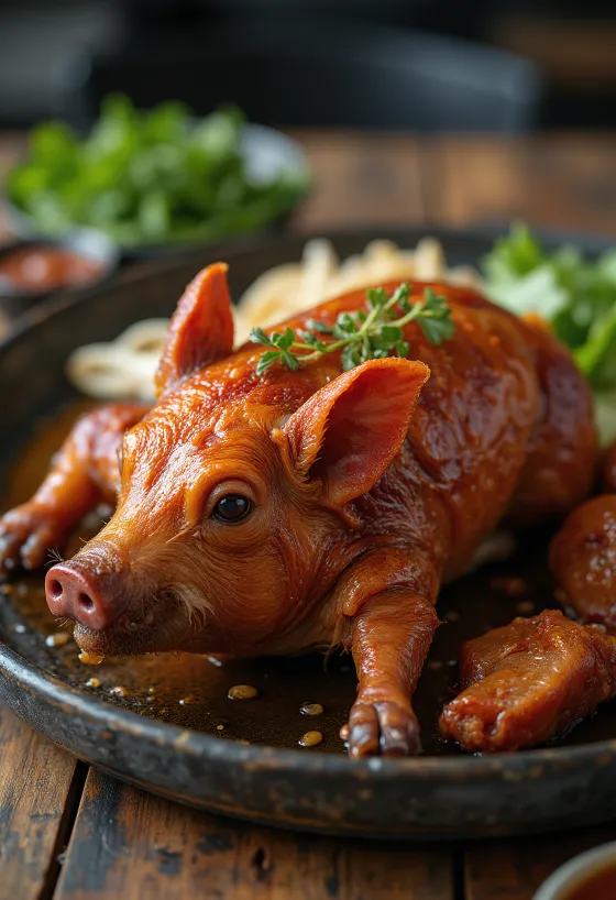Lechon, whole roasted pig with crispy skin