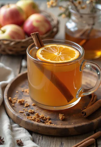 Spiced apple cider in glass