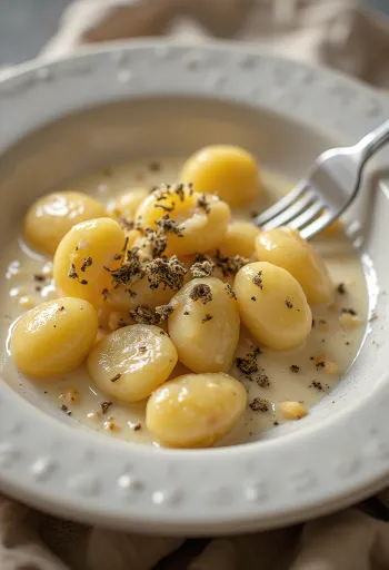 Truffle gnocchi served