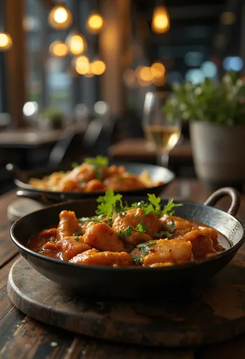 Adobo tandoori spiced chicken served with fresh cilantro