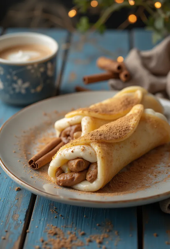Chai latte cannoli served