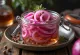 Sweet and sour red onion served