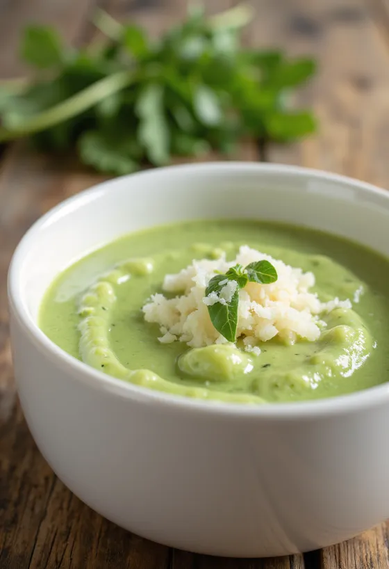 Creamy arugula sauce served with pasta
