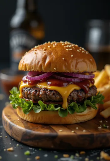 Classic BBQ burger served on a plate