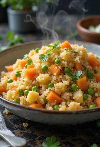 Bulgur pilaf with colorful vegetables