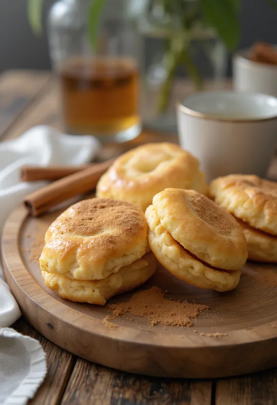 Cinnamon and cheese linzer cookies served on a plate