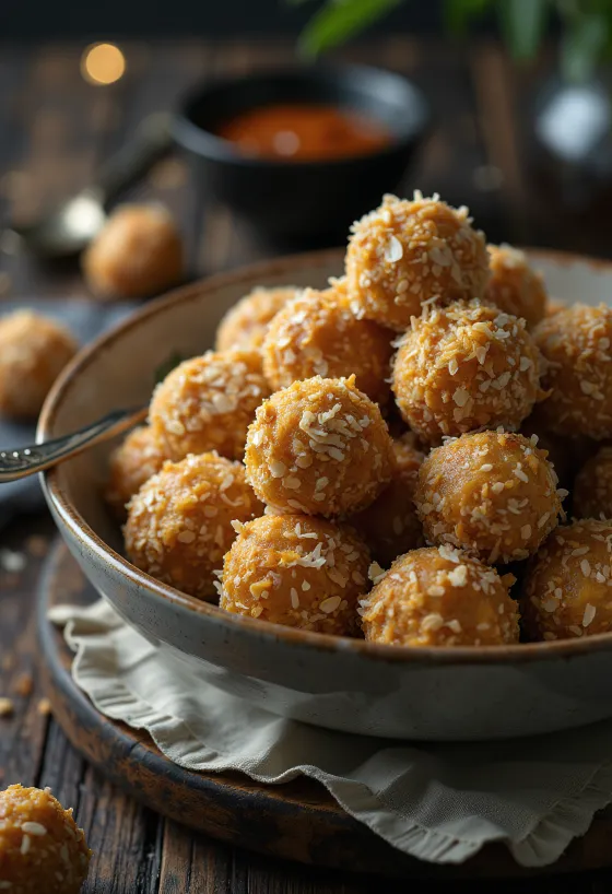 Oatmeal Coconut Balls served