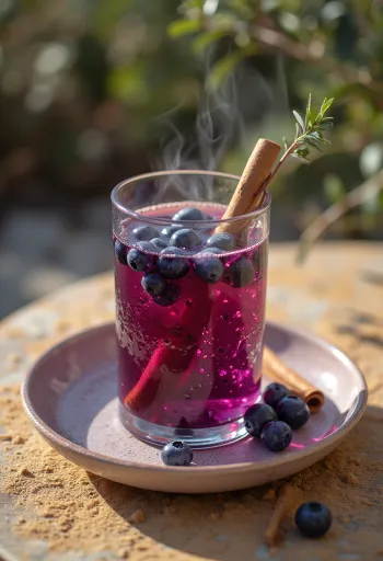Blueberry cider served in a glass