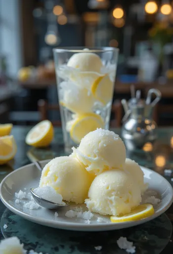 Homemade lemon sorbet refreshing dessert