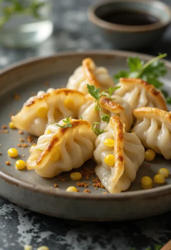Corn Gyoza with crispy bottoms