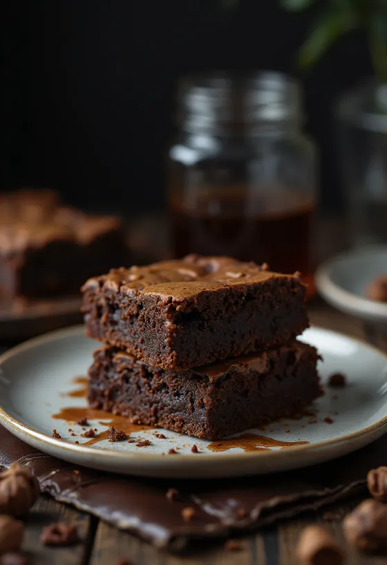 Fudgy dark chocolate brownies with a crackly top, sliced