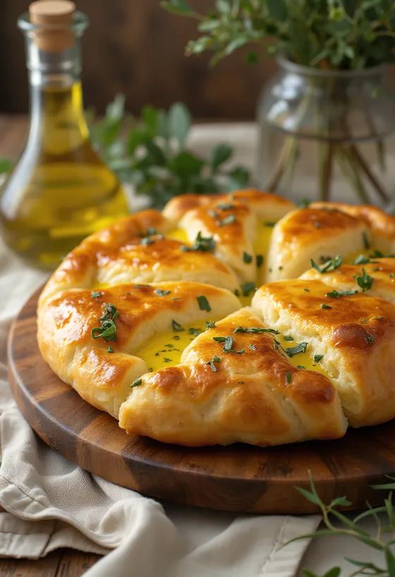 Olive Oil Khachapuri, golden cheese boat made with olive oil dough