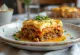 Moussaka slice showing layers