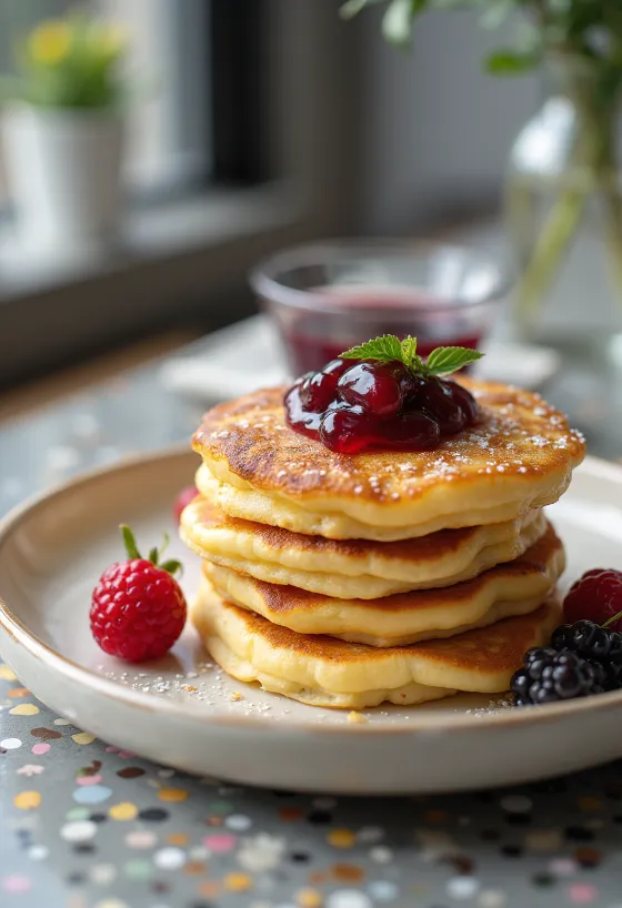 Pannkakor Swedish pancakes served
