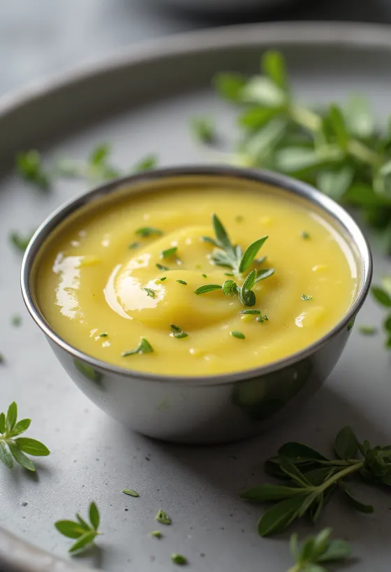 Tarragon lemon butter sauce served in a bowl