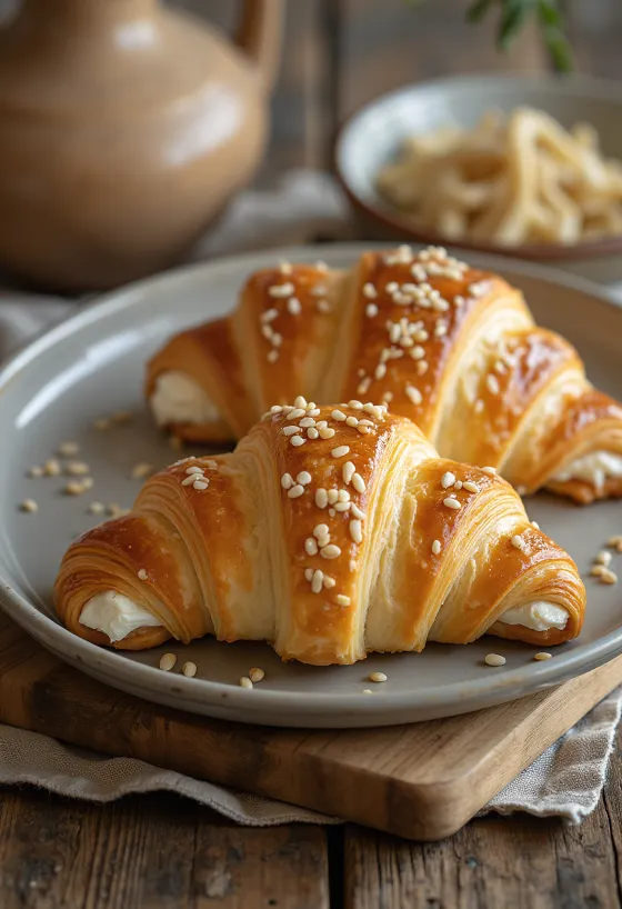 Savory Basil Croissants served on a plate