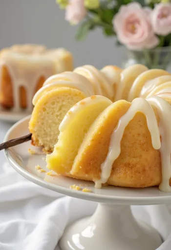 Lemon Vanilla Bundt Cake served