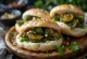 Roasted Brussels sprouts bao bun served