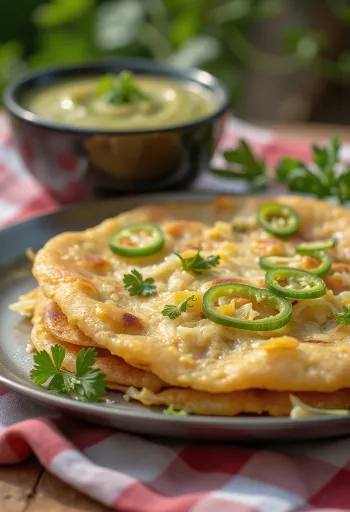Cabbage Chilla, savory Indian pancake served with chutney