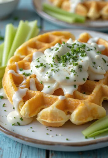 Savory ranch waffles with garlic and fresh herbs