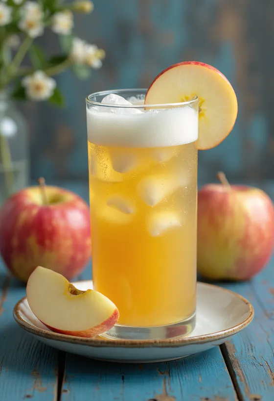 Freshly pressed apple juice served in a glass