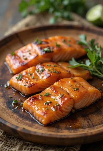Smoked BBQ salmon with honey-mustard glaze