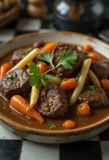 Hornado de res, roasted beef with vegetables and coriander