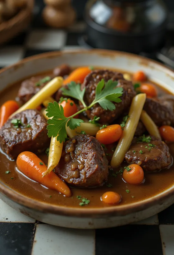 Hornado de res, roasted beef with vegetables and coriander