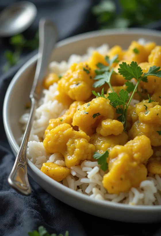 Curry cauliflower rice with mixed vegetables