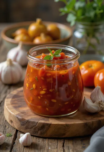 Garlic chili sauce served in a bowl
