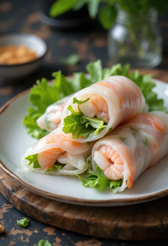 Goi cuon fresh spring rolls with dipping sauce
