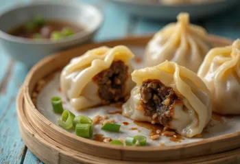 Meat zongzi served