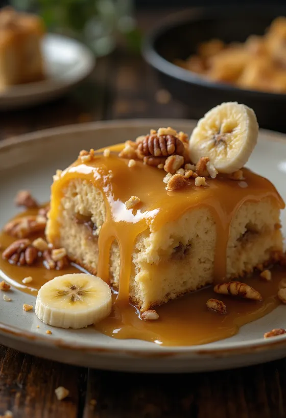Caramel banana cake