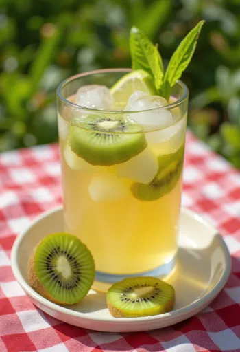 Kiwi iced cider served fresh